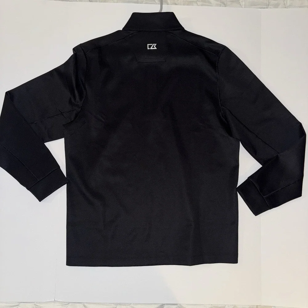 Men's Medium Cutter & Buck‎ Golf Jacket Black 1/2 Zip Long Sleeve Polyester NWT
